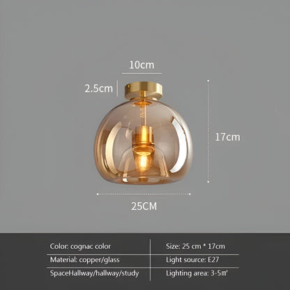 Aurévola | Semi-Inbouw Plafondlamp Rond van Zwart & Goud Glas