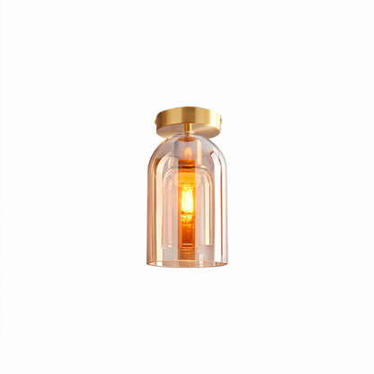 Aurévola | Semi-Inbouw Plafondlamp Rond van Zwart & Goud Glas