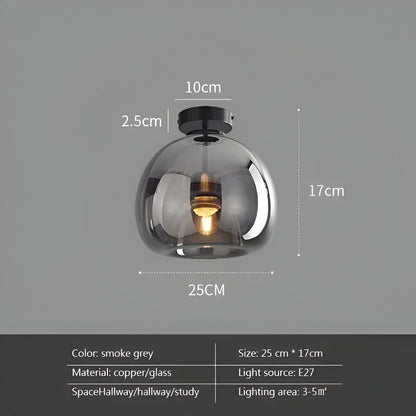 Aurévola | Semi-Inbouw Plafondlamp Rond van Zwart & Goud Glas