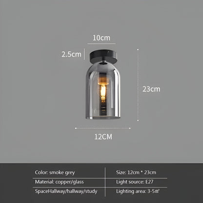 Aurévola | Semi-Inbouw Plafondlamp Rond van Zwart & Goud Glas
