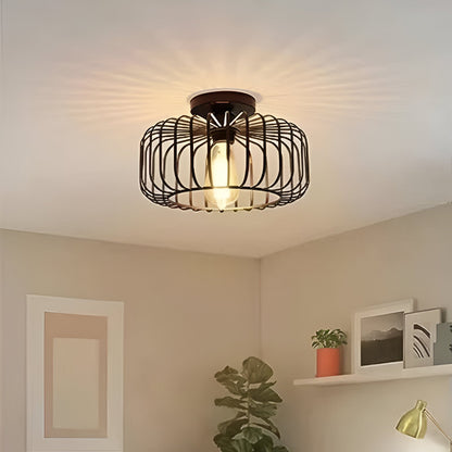 Cageon | Zwarte Plafondlamp Industriële Kooi Stijl