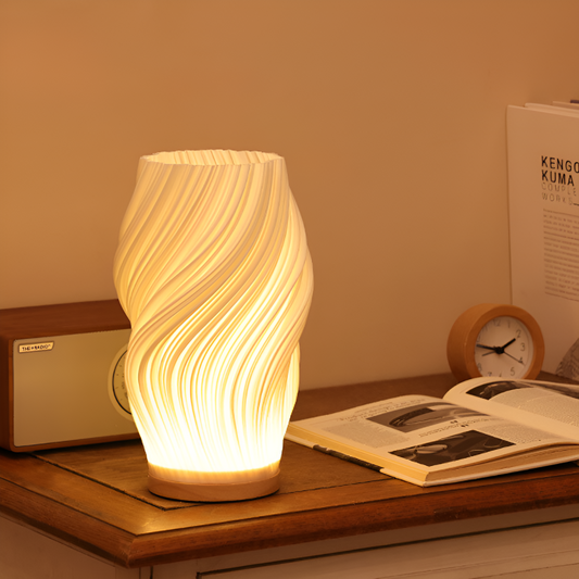 ÉclatVague – Moderne 3D-golflamp met elegant metalen voet