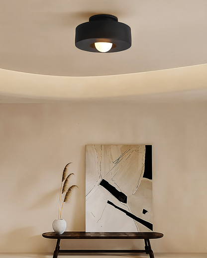 Lunava | Semi-inbouwplafondlamp van hars en glas