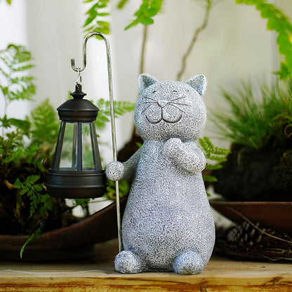 SolarPaw – Zonnekattenbeeld met Lantaarn voor Tuin