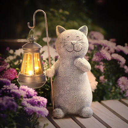 SolarPaw – Zonnekattenbeeld met Lantaarn voor Tuin