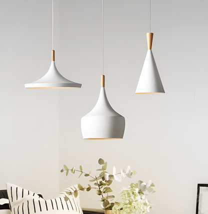 Geomora | Moderne geometrische LED-hanglamp in zwart en wit aluminium