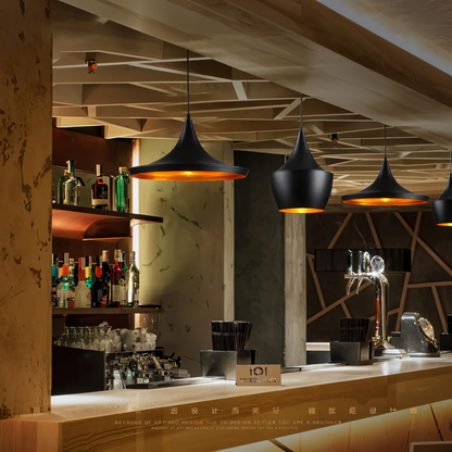Geomora | Moderne geometrische LED-hanglamp in zwart en wit aluminium