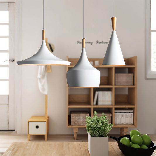 Geomora | Moderne geometrische LED-hanglamp in zwart en wit aluminium