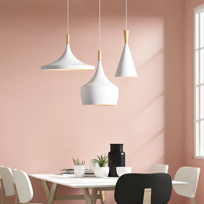Geomora | Moderne geometrische LED-hanglamp in zwart en wit aluminium