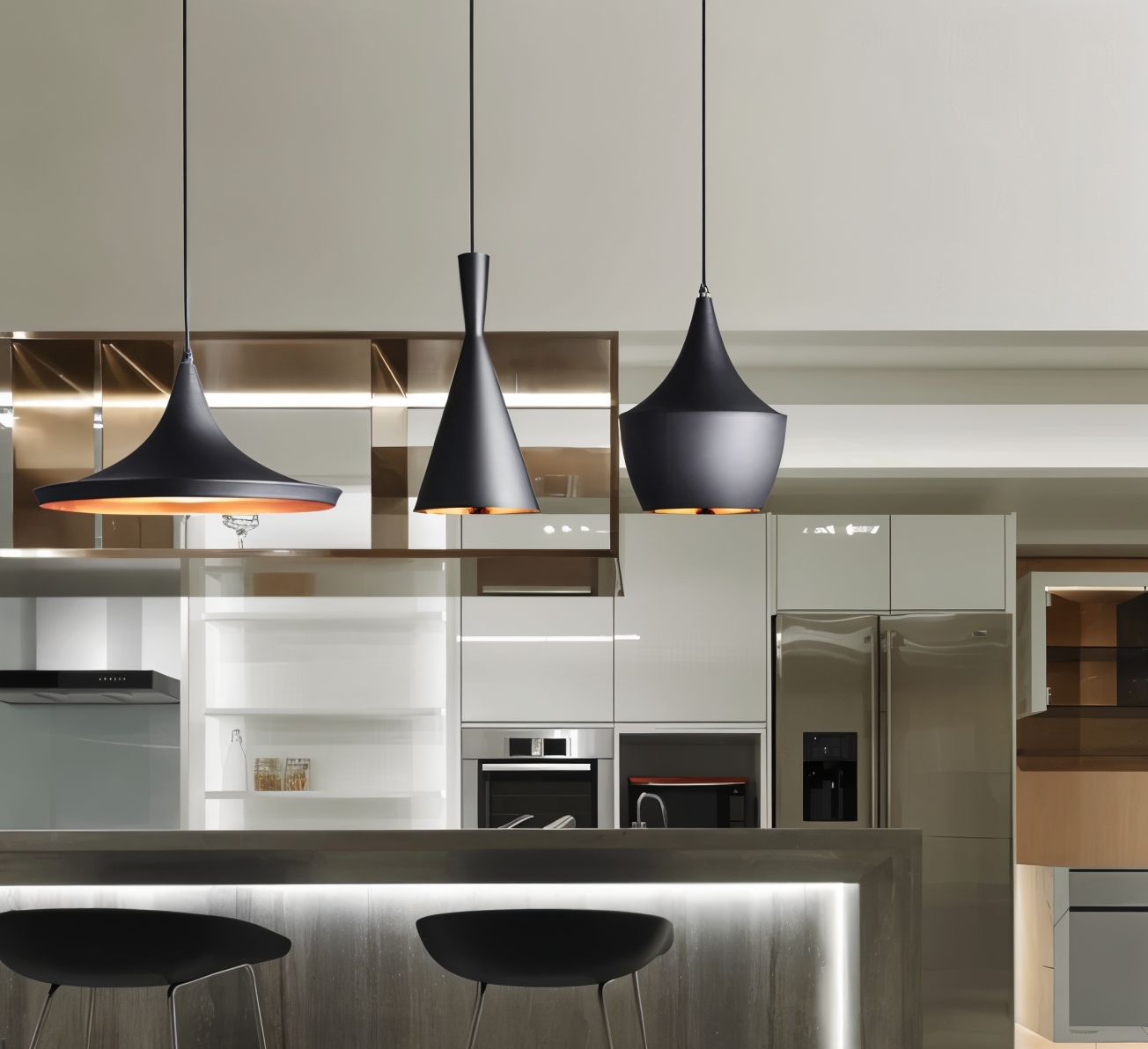 Geomora | Moderne geometrische LED-hanglamp in zwart en wit aluminium