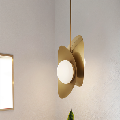 Perlaure | Hanglamp van Geslepen Glas en Verguld Metaal – Luxe Glans