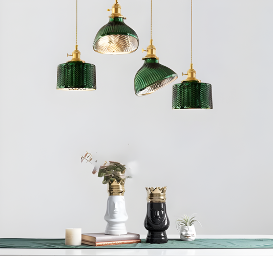 Verdalux | Hanglamp in Groen Geribbeld Glas – Geometrische Noordse Elegantiek