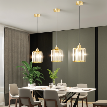 Auréalis | Vierkante Zwarte & Gouden Hanglamp met Kristaldetails