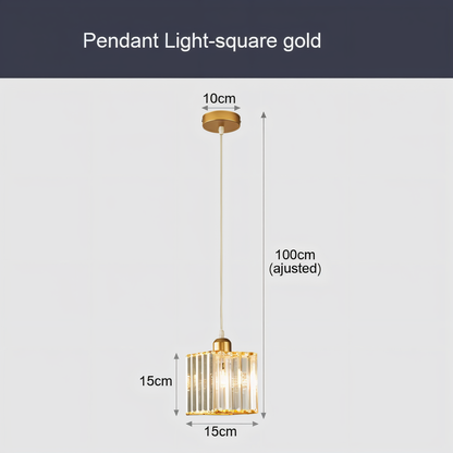 Auréalis | Vierkante Zwarte & Gouden Hanglamp met Kristaldetails