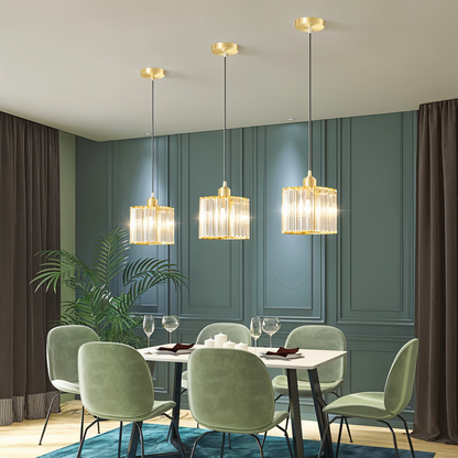 Auréalis | Vierkante Zwarte & Gouden Hanglamp met Kristaldetails