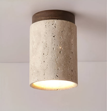 Travellis | LED-plafondlamp in travertin en hout