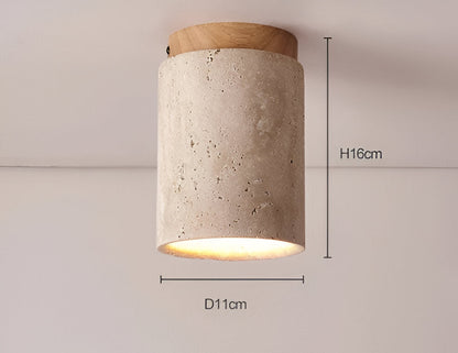 Travellis | LED-plafondlamp in travertin en hout