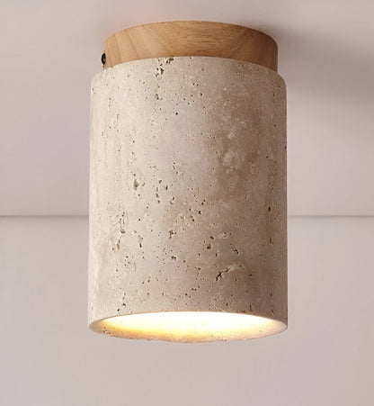 Travellis | LED-plafondlamp in travertin en hout