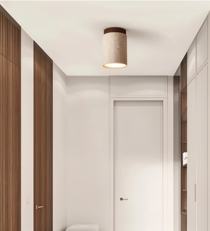 Travellis | LED-plafondlamp in travertin en hout