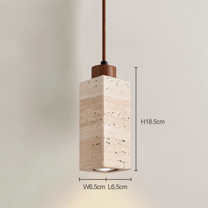 MarmoFina – Cilindrische hanglamp van marmer en hout