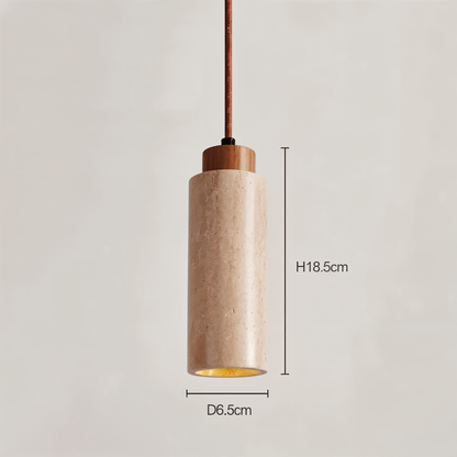 MarmoFina – Cilindrische hanglamp van marmer en hout