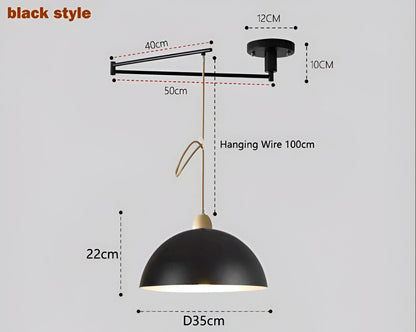 Domelune | Verstelbare Koepelhanglamp van IJzer en Hout – Moderne LED Verlichting