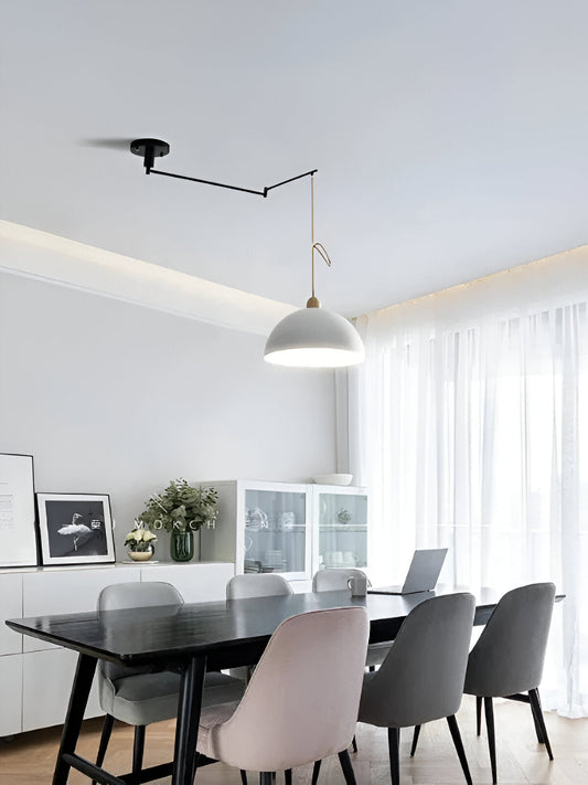 Domelune | Verstelbare Koepelhanglamp van IJzer en Hout – Moderne LED Verlichting