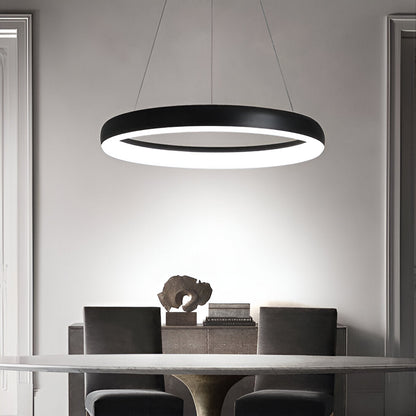 Lunessa | Suspension LED Circulaire Minimaliste – Noir & Blanc Épuré