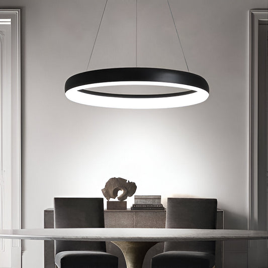 Lunessa | Minimalistische Circulaire LED-ophanging – Zwart & Wit Strak