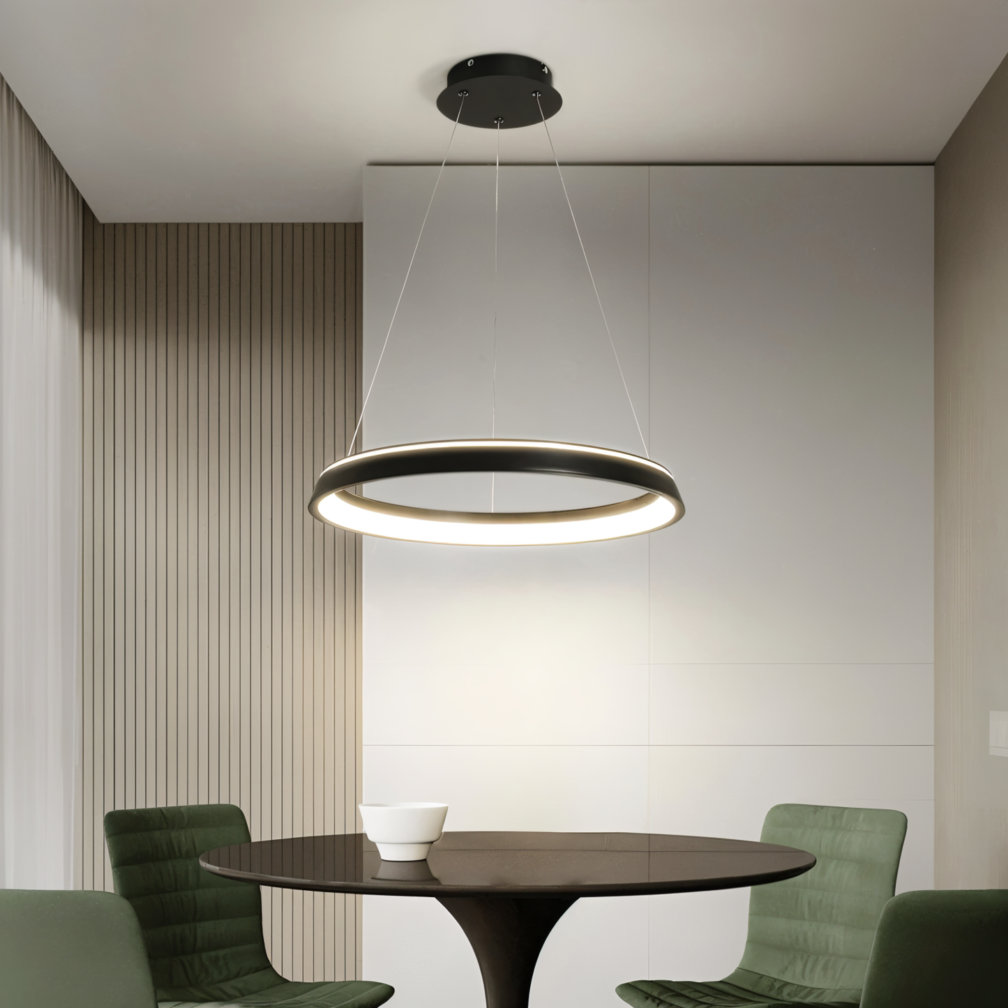 Lunessa | Suspension LED Circulaire Minimaliste – Noir & Blanc Épuré