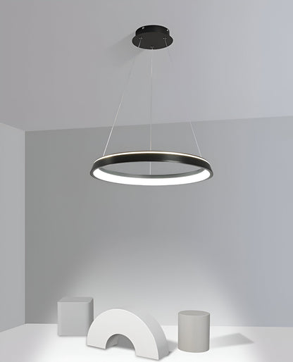 Lunessa | Suspension LED Circulaire Minimaliste – Noir & Blanc Épuré
