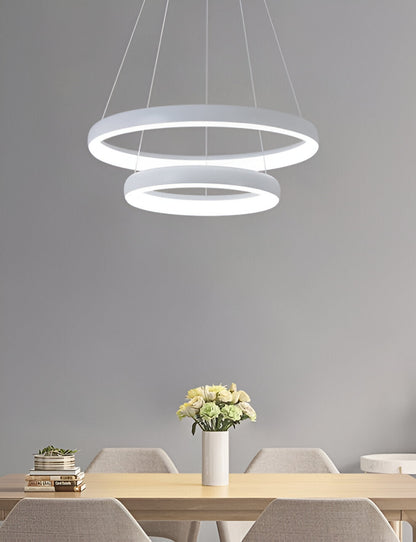 Lunessa | Suspension LED Circulaire Minimaliste – Noir & Blanc Épuré
