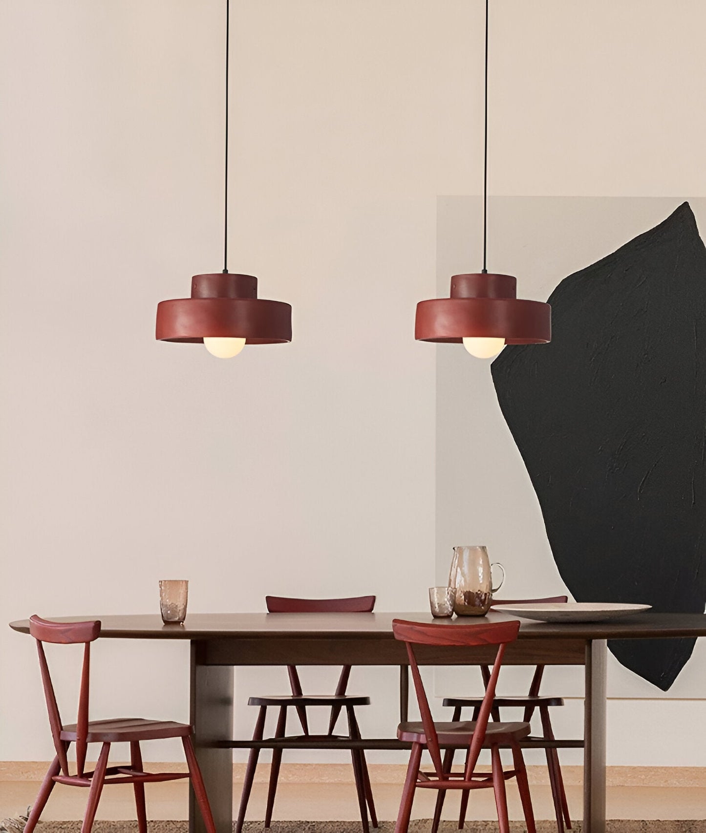 ResaLune | Ronde Hanglamp Stijl Wabi-Sabi Rood Macaron