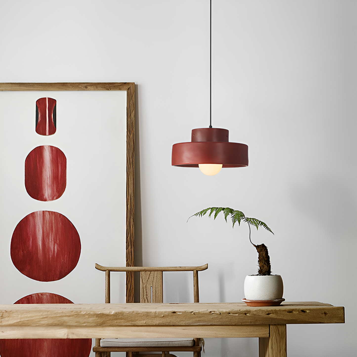 ResaLune | Ronde Hanglamp Stijl Wabi-Sabi Rood Macaron