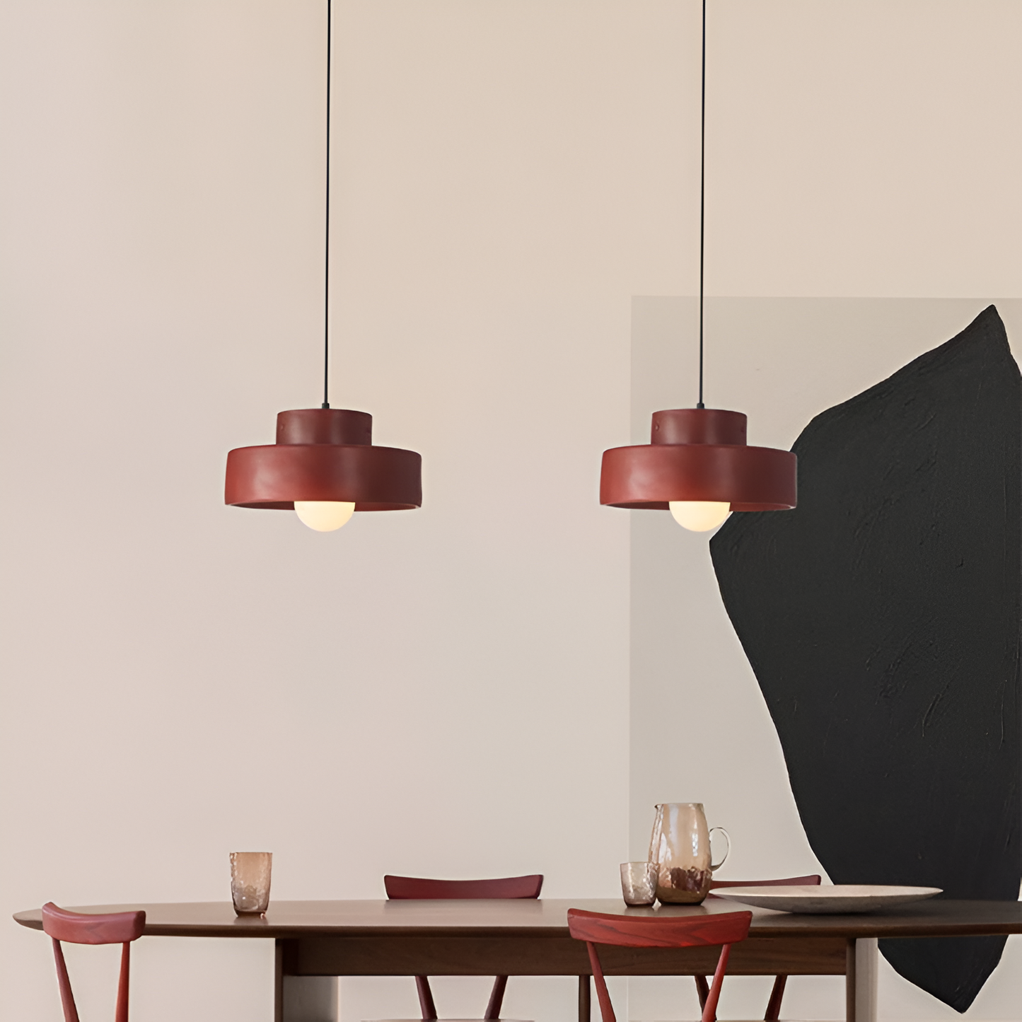 ResaLune | Ronde Hanglamp Stijl Wabi-Sabi Rood Macaron