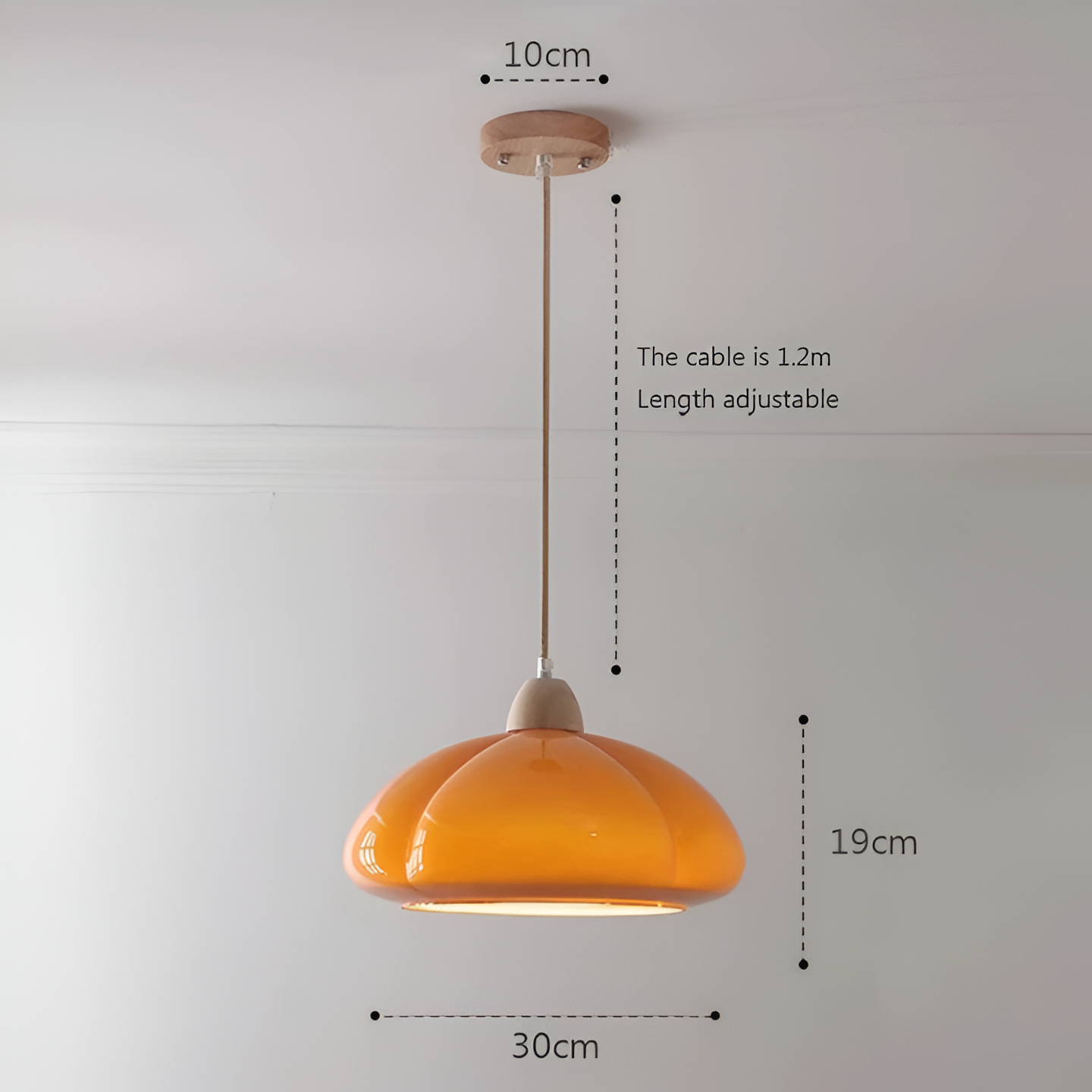 Gourmelle | Retro Pompoen Hanglamp in Glas en Hout – Natuurlijk Noord-Europees Stijl