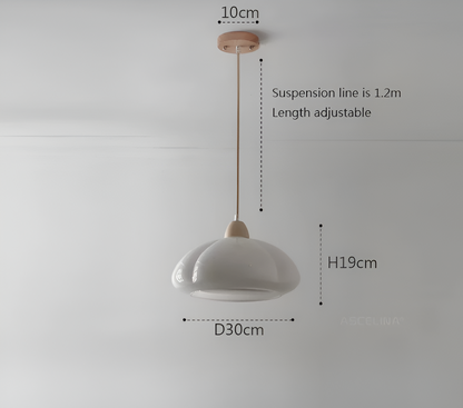 Gourmelle | Retro Pompoen Hanglamp in Glas en Hout – Natuurlijk Noord-Europees Stijl