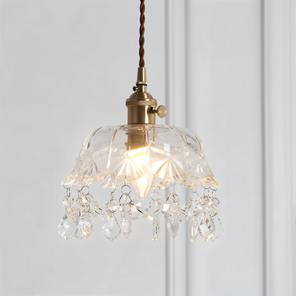 ClariBell | Suspension Vintage en Verre Cristallin & Laiton – Élégance Classique