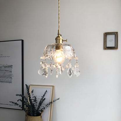 ClariBell | Suspension Vintage en Verre Cristallin & Laiton – Élégance Classique