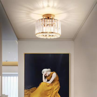 ShimmerCryst | Semi-inbouwplafondlamp van kristal en smeedijzer