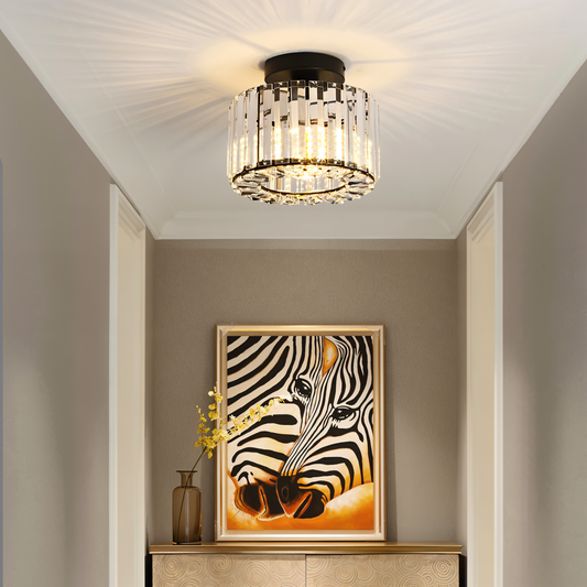 ShimmerCryst | Semi-inbouwplafondlamp van kristal en smeedijzer