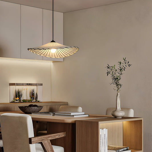 Hinari | Japanse hanglamp van wit textiel en natuurlijk hout
