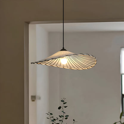 Hinari | Japanse hanglamp van wit textiel en natuurlijk hout