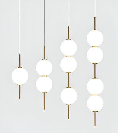 Lunaris | Suspension Verticale avec Globes en Verre Opalin – LED Intégrée