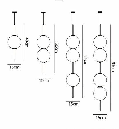 Lunaris | Suspension Verticale avec Globes en Verre Opalin – LED Intégrée
