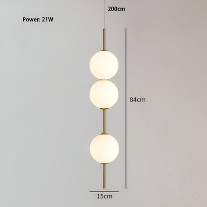 Lunaris | Suspension Verticale avec Globes en Verre Opalin – LED Intégrée