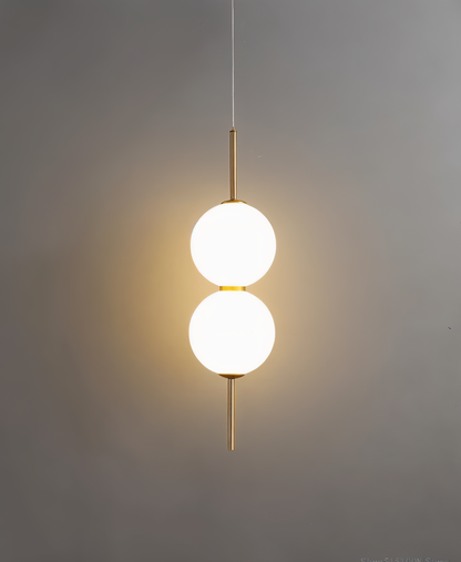 Lunaris | Suspension Verticale avec Globes en Verre Opalin – LED Intégrée