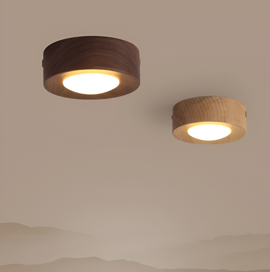 Noyralis | Cilindrische LED-plafondlamp van notenhout