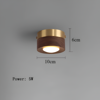 Noyralis | Cilindrische LED-plafondlamp van notenhout
