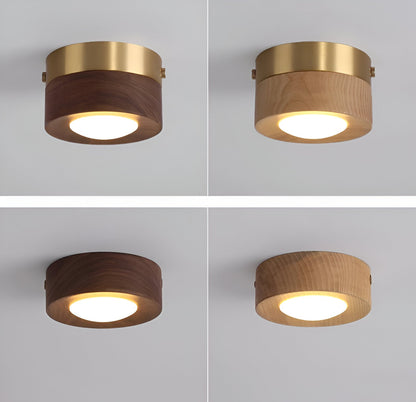 Noyralis | Cilindrische LED-plafondlamp van notenhout